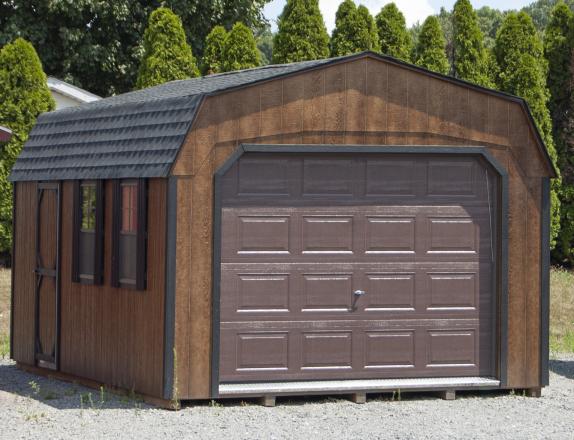 12x20 Dutch Garage with Coffee Brown LP Smart Side siding and Black Trim